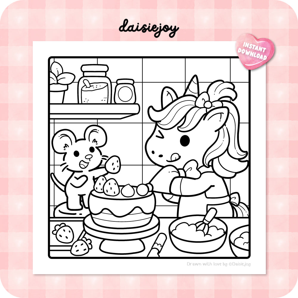 Cute Unicorn Coloring (PDF Download)