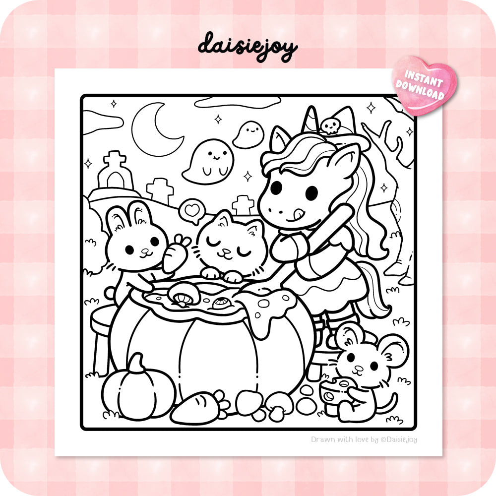 Cute Unicorn Coloring (PDF Download)