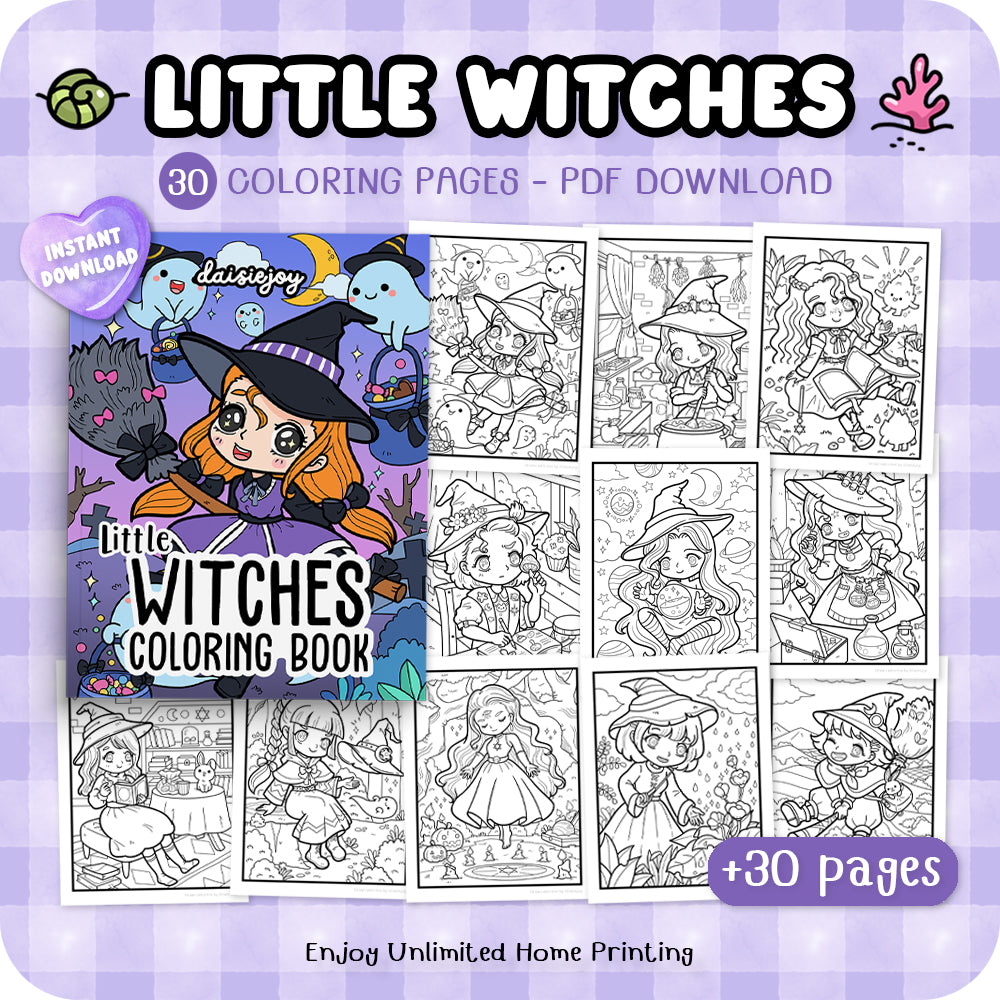 Little Witches Coloring (PDF Download)