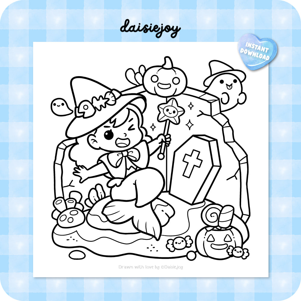 Cute Mermaid Coloring (PDF Download)