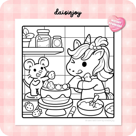 Cute Unicorn Coloring (PDF Download)