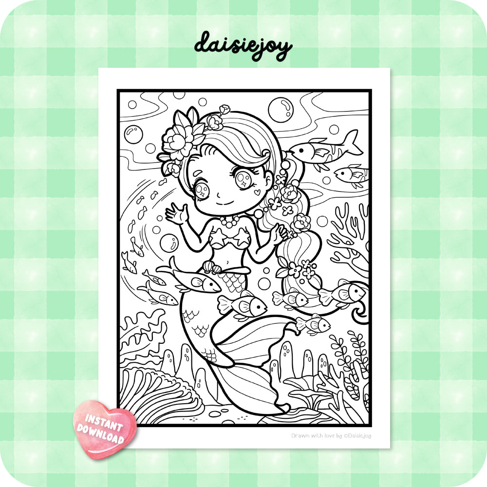 Mermaid Coloring (PDF Download)